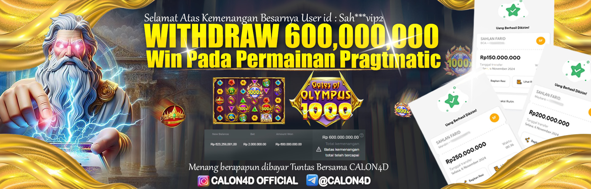 BUKTI KEMENANGAN CALON4D