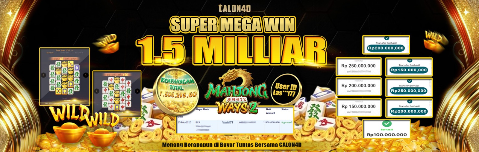 BUKTI KEMENANGAN BESAR PG SOFT DI CALON4D	