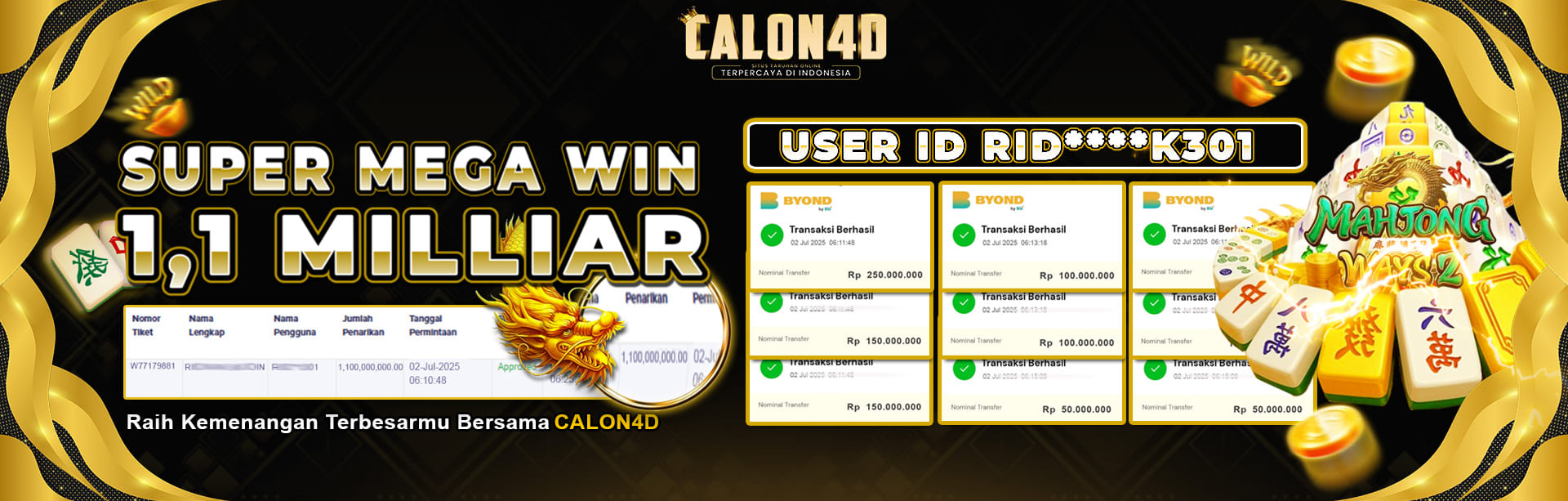 BUKTI KEMENANGAN BESAR PG SOFT DI CALON4D	