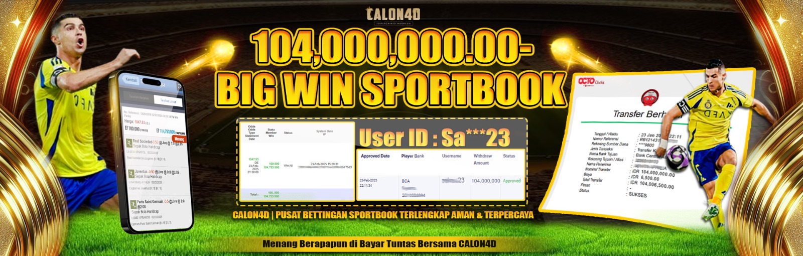 BUKTI KEMENANGAN SPORTBOOK DI CALON4D	