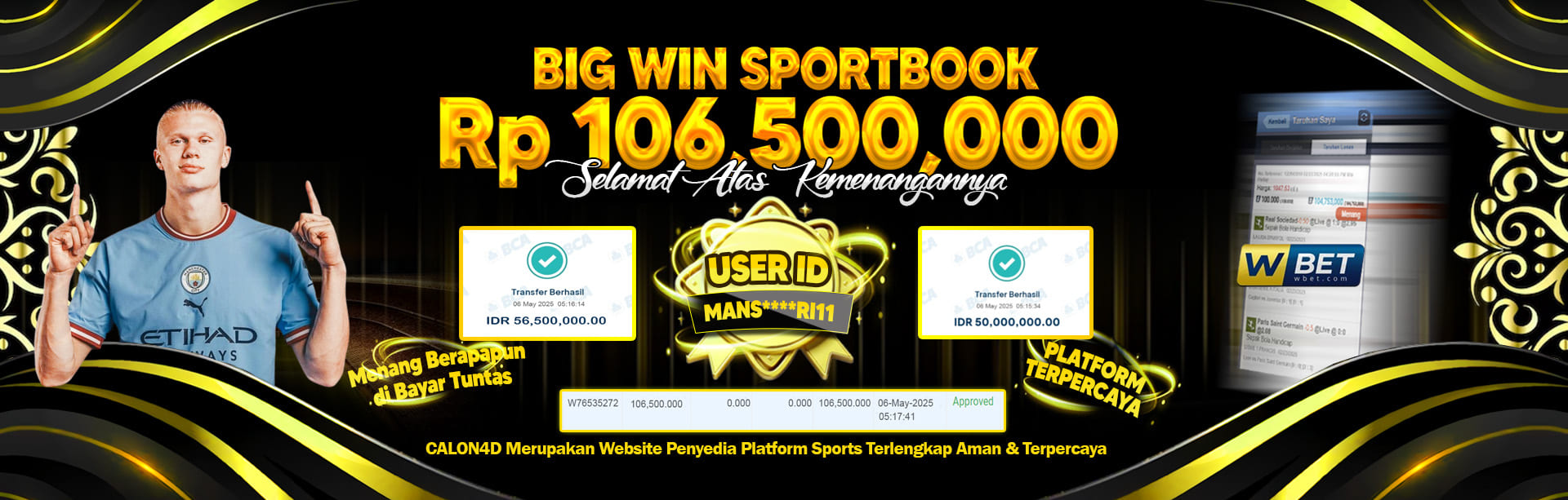 BUKTI KEMENANGAN SPORTBOOK DI CALON4D	